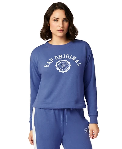 Gap Women's French Terry Crewneck Logo Pajama Top - Exclusively at Macy's