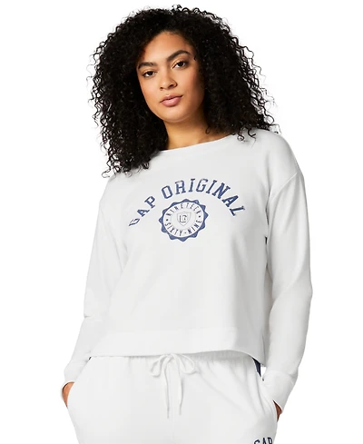 Gap Women's French Terry Crewneck Logo Pajama Top - Exclusively at Macy's