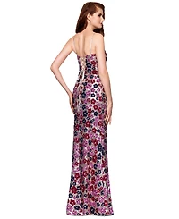 Betsy & Adam Women's Sequined Floral Gown