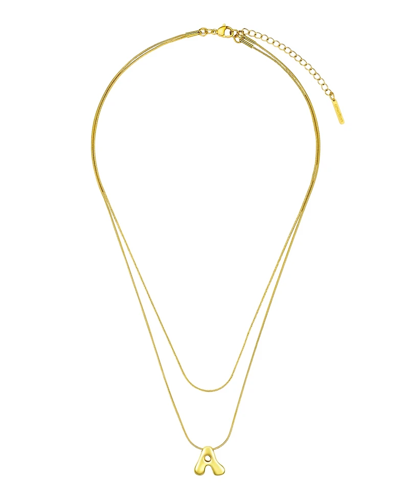 Unwritten x moda Sport Silver Tone Water Resistant Initial Layered Necklace