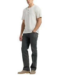 Men's Slub Knit Short Sleeve Relaxed Henley T-Shirt