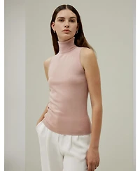 Lilysilk Women's Minimalist Sleeveless Turtleneck Top