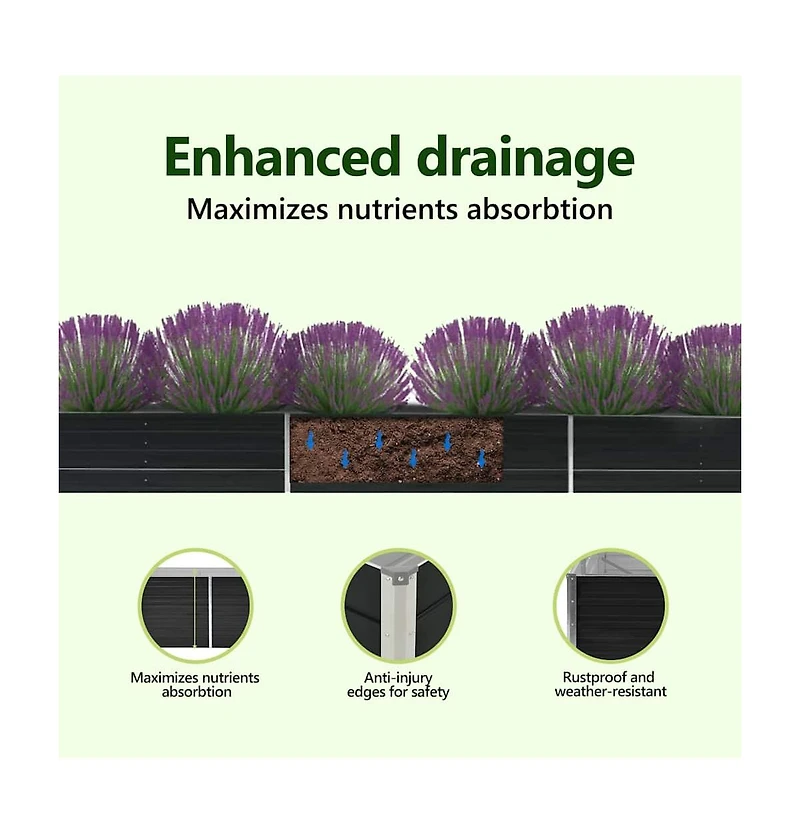 Garden Raised Bed Galvanized Steel 189"x31.5"x17.7" Anthracite