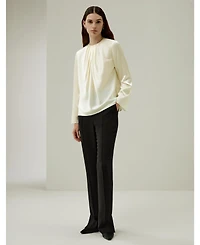 Silk Ruched-Neck Top for Women