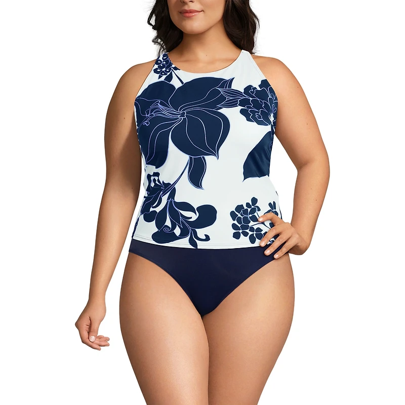 Lands' End Plus Dd-Cup Tugless High Neck Strappy Back Tankini Swimsuit Top