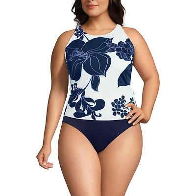 Lands' End Plus Dd-Cup Tugless High Neck Strappy Back Tankini Swimsuit Top