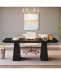 Tribesigns 63-Inch Executive Desk, Large Office Computer Desk with Double Pedestal, Modern Simple Workstations Writing Table