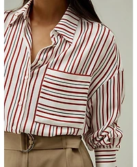 Lilysilk Women's Oversized Striped Silk-Twill Shirt