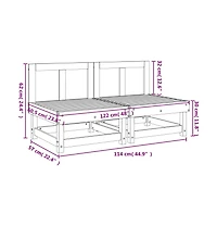 Patio Middle Sofas 2 pcs White Solid Wood Pine