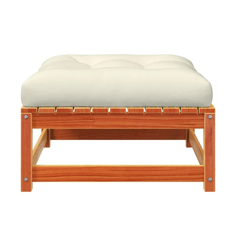 Patio Footstools with Cushions 2 pcs Wax Brown Solid Wood Pine