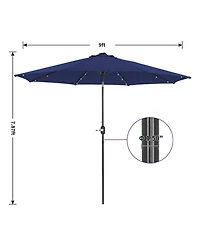 9 ft Patio Umbrella Outdoor Market 32 Led Solar with Tilt and Crank (Red)