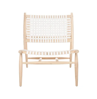 Soleil Leather Woven Accent Chair
