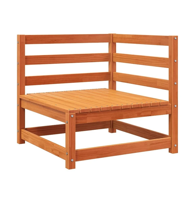 Patio Sofa with Footstool 2-Seater Wax Brown Solid Wood Pine