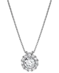 Diamond Halo Pendant Necklace (1/2 ct. t.w.) in 14k White Gold