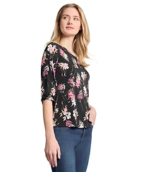 Jones New York Women's Floral Print 3/4-Sleeve Top