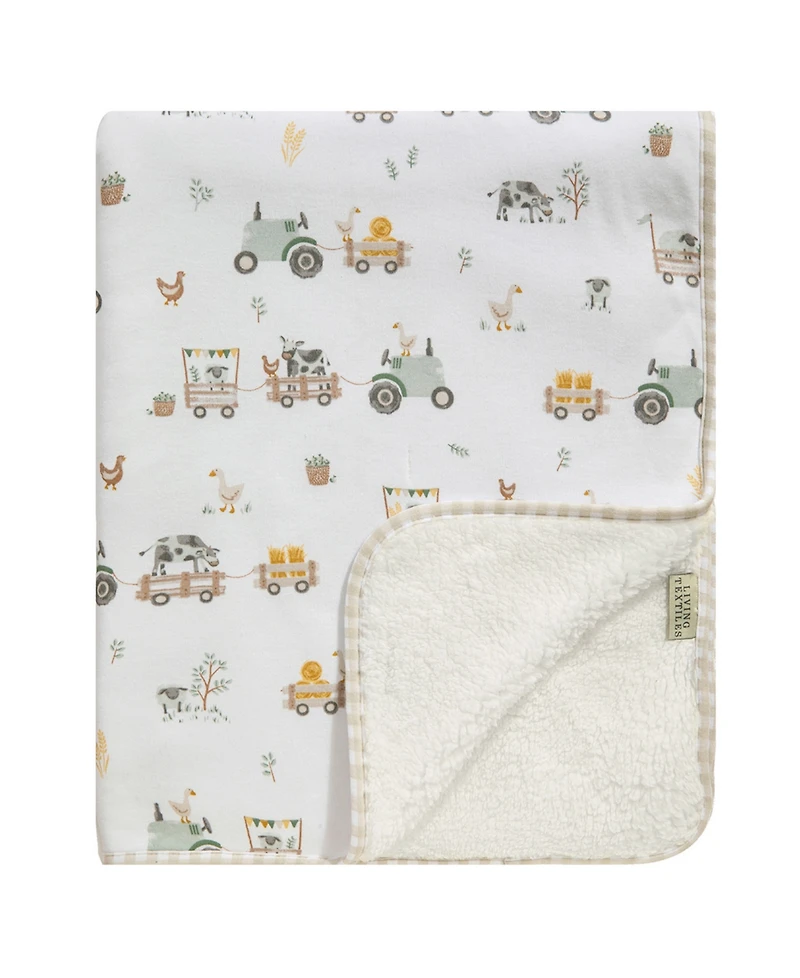 Living Textiles Baby Boys and Girls Tractor Ride Collection Jersey Sherpa Stroller Blanket