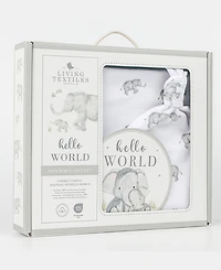 Living Textiles Baby Boys and Girls 3-Piece Elephant Heritage Collection Hello World Gift Set