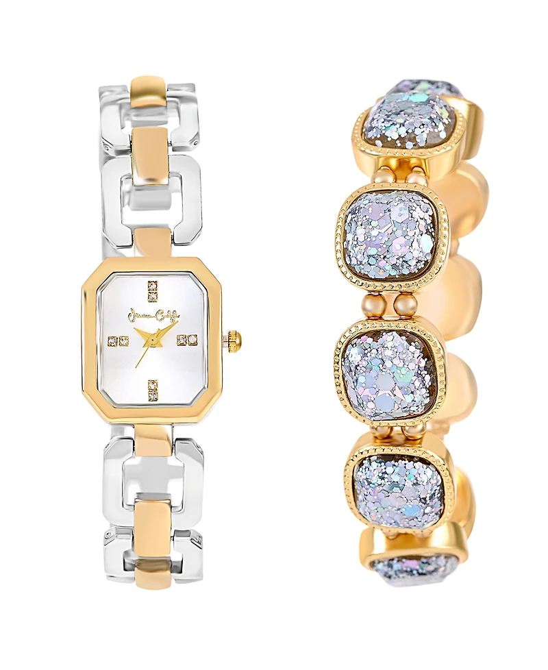 Jessica Carlyle Women's Shiny Two-Tone Metal Alloy Analog Watch, 22mm