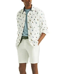 Nautica Men's Flat Front Linen-Blend 8.5" Deck Shorts