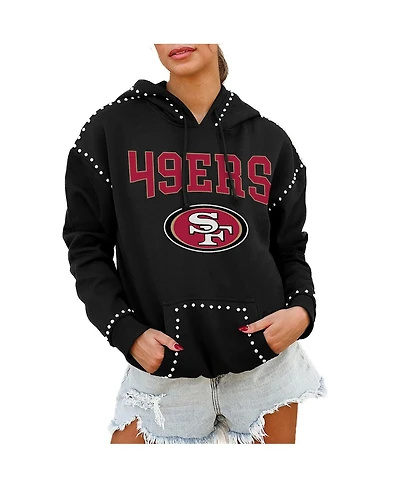 Gameday Couture Women's Black San Francisco 49ers Catch the Vibe Studded Pullover Hoodie
