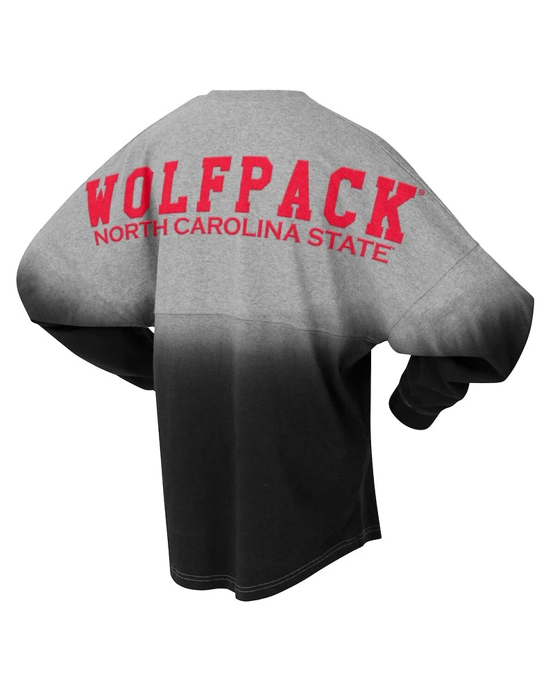 Spirit Jersey Men's and Women's Red/Gray Nc State Wolfpack Ombre Long Sleeve T-Shirt