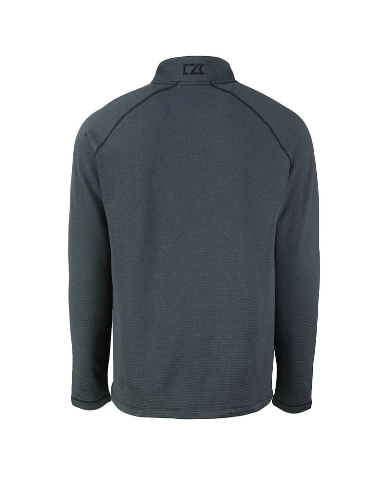 Cutter & Buck Men's Heather Black Philadelphia Eagles Peshastin Eco Fleece Tri-Blend Raglan Quarter-Zip Jacket