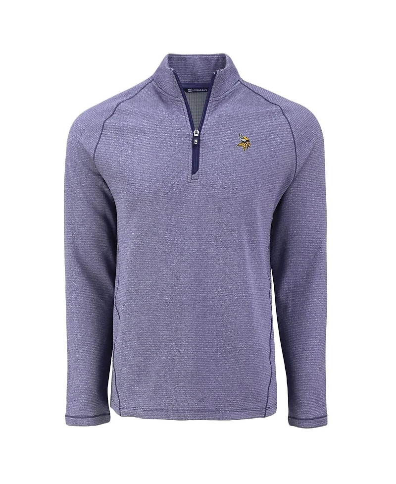 Cutter & Buck Men's Heather Purple Minnesota Vikings Peshastin Eco Fleece Tri-Blend Raglan Quarter-Zip Jacket