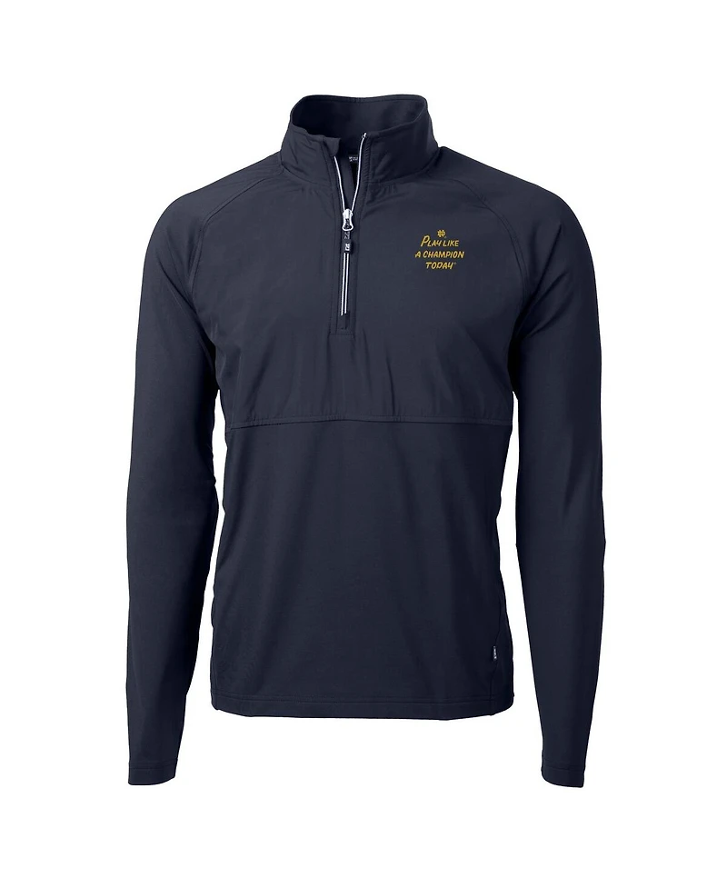 Cutter & Buck Men's Navy Notre Dame Fighting Irish Play Like A Champion Today Adapt Eco Knit Stretch Hybrid Quarter-Zip Pullover Top
