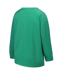 Profile Women's Kelly Green Philadelphia Eagles Acid Wash Raglan Pullover Sweatshirt