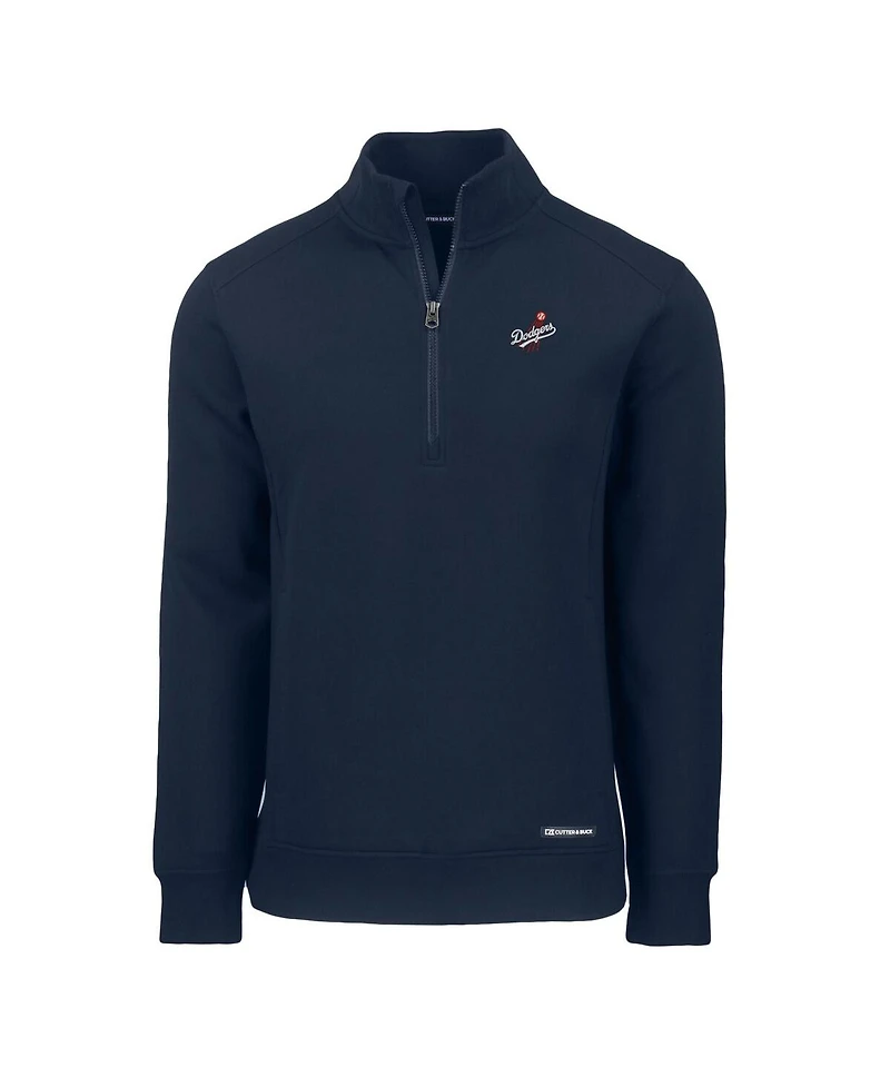 Cutter & Buck Men's Navy Los Angeles Dodgers Cooperstown Collection Roam Eco Quarter-Zip Pullover