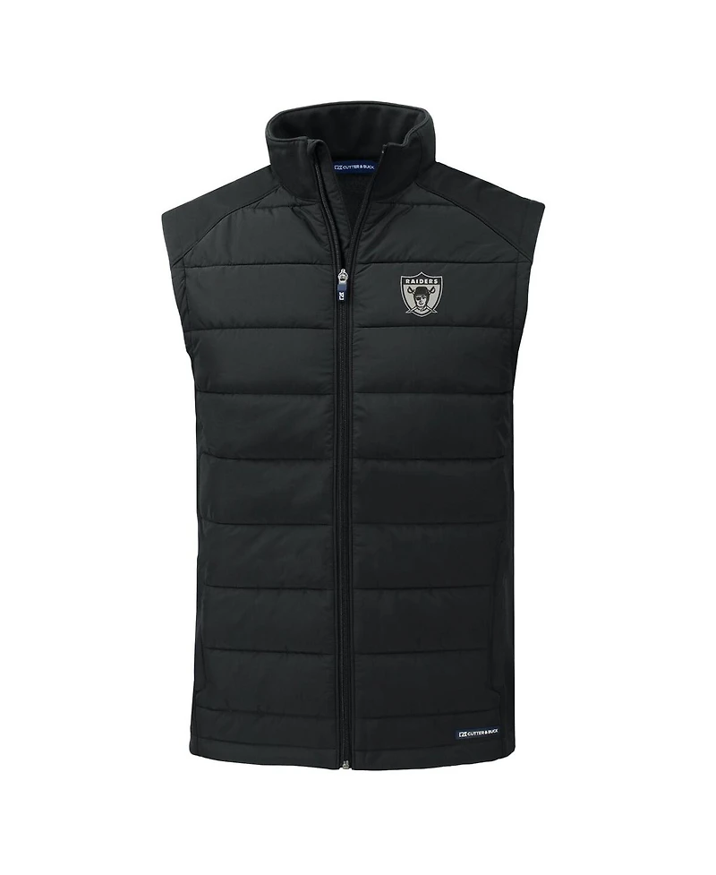 Cutter & Buck Men's Black Las Vegas Raiders Throwback Evoke Hybrid Eco Softshell Full-Zip Vest