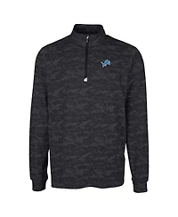 Cutter & Buck Men's Black Detroit Lions Big Tall Traverse Eco Camo Tri-Blend DryTec Quarter-Zip Jacket
