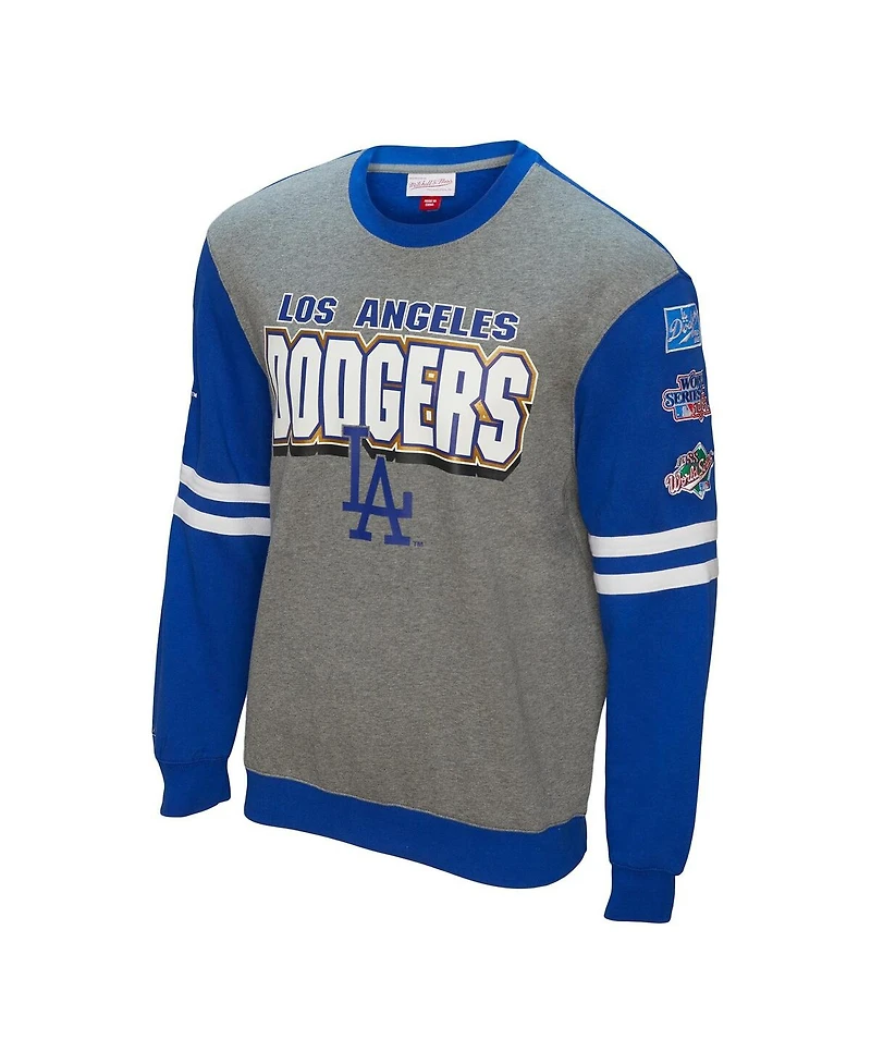 Mitchell & Ness Men's Gray Los Angeles Dodgers Allover 2.0 Pullover Sweatshirt