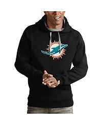 Antigua Men's Black Miami Dolphins Victory Pullover Hoodie