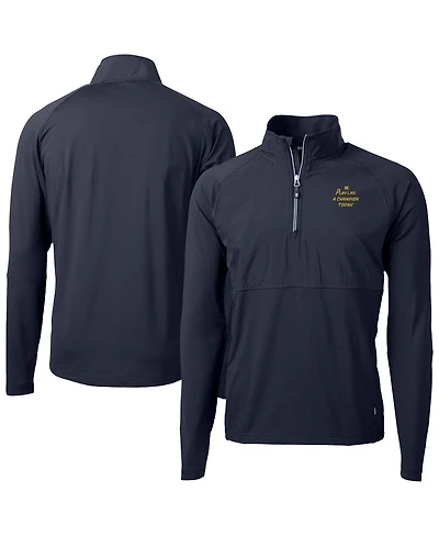 Cutter & Buck Men's Navy Notre Dame Fighting Irish Play Like A Champion Today Adapt Eco Knit Stretch Hybrid Quarter-Zip Pullover Top