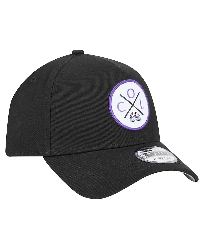 New Era Men's Black Colorado Rockies 9FORTY A-Frame Adjustable Hat