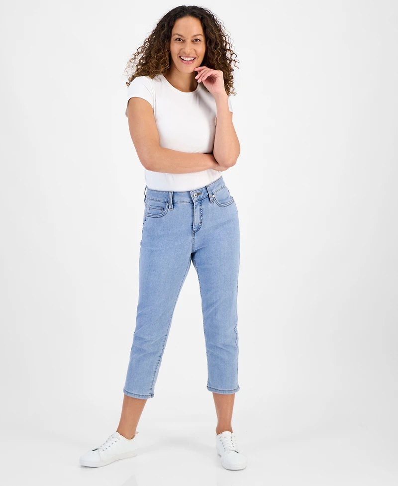 Style & Co Petite High-Rise Cropped Straight-Leg Jeans, Exclusively at Macy's