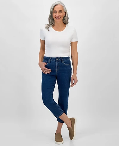 Style & Co Petite High-Rise Cropped Straight-Leg Jeans, Exclusively at Macy's