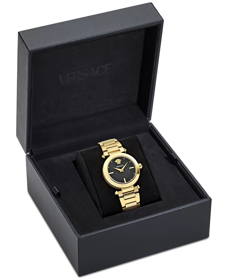 Versace Women's Swiss Greek Gold Ion Plated Bracelet Watch 35mm