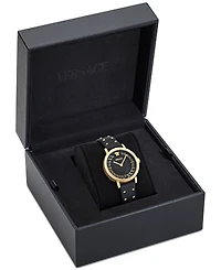 Versace Women's Swiss Greca Fortuna Black Leather Strap Watch 35mm