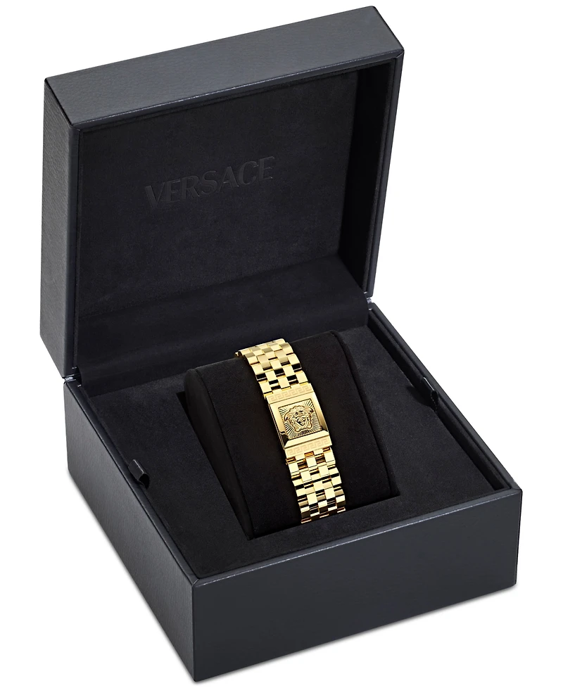 Versace Women's Swiss Reveal Square Gold Ion Plated Bracelet Watch 18x25mm