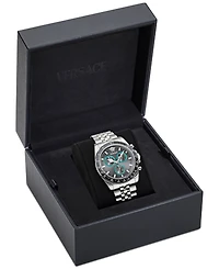 Versace Men's Swiss Chronograph Greca Wave Stainless Steel Bracelet Watch 43mm