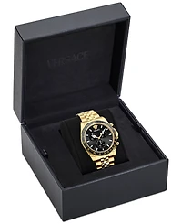 Versace Men's Swiss Chronograph Greca Chrono Wave Gold Ion Plated Bracelet Watch 43mm