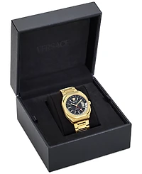 Versace Men's Swiss Automatic V-Contempo Gmt Gold Ion Plated Bracelet Watch 40x48mm