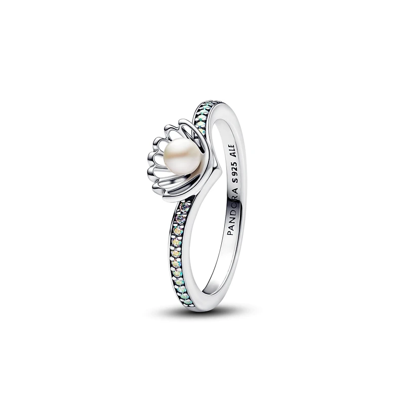 Pandora Disney Princess Ariel Shell Treated Cultured Pearl Ring