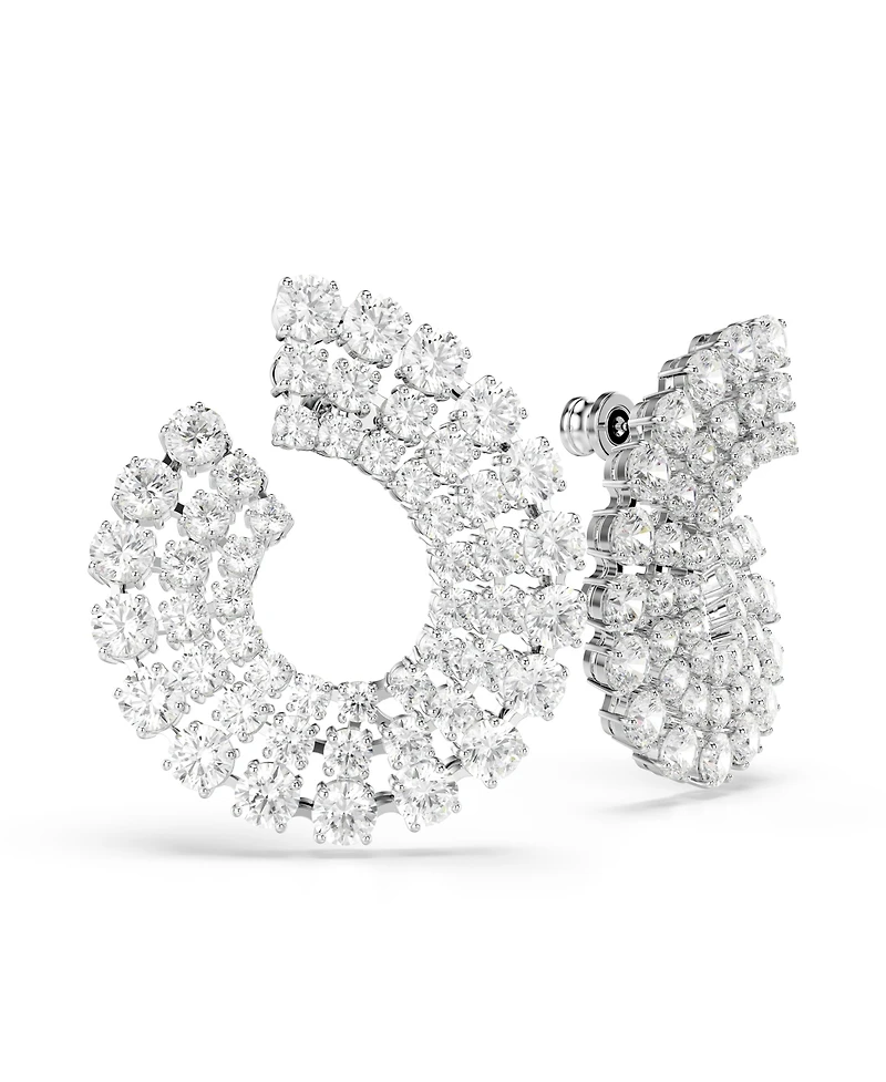 Swarovski Matrix Rhodium Plated Round Cuts Hoop Earrings