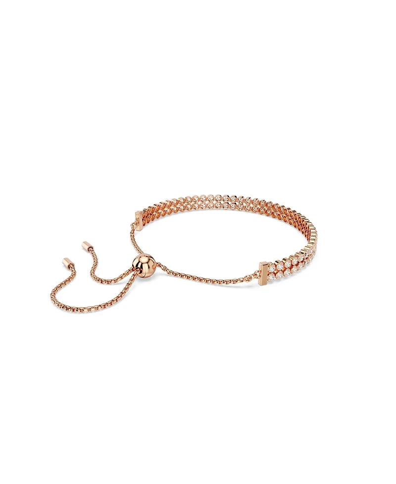 Swarovski Matrix Round Cut White Rose Gold-Tone Plated Tennis Bracelet