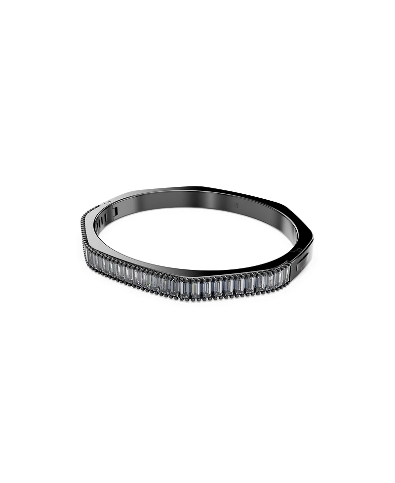 Swarovski Matrix Baguette Cut Blue Ruthenium Plated Bangle Bracelet