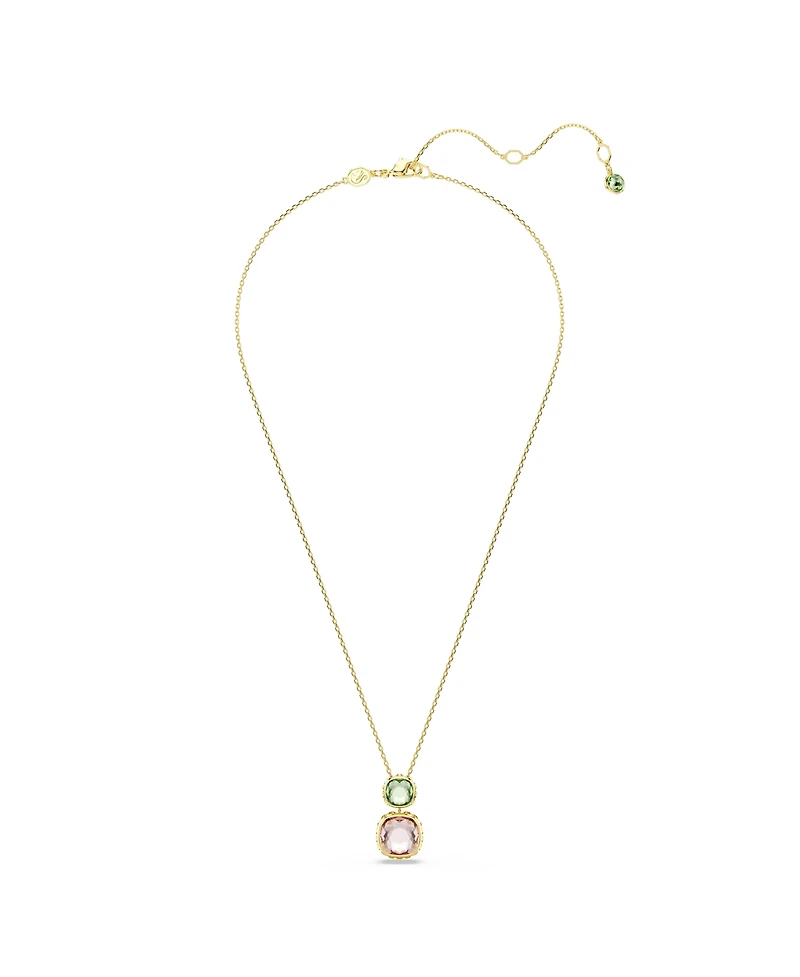 Swarovski Chroma Cushion Cut Multicolored Gold-Tone Plated Pendant Necklace