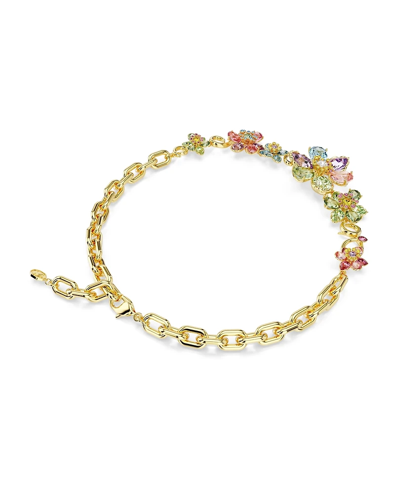 Swarovski Idyllia Mixed Cuts Flower Multicolored Gold-Tone Plated Necklace